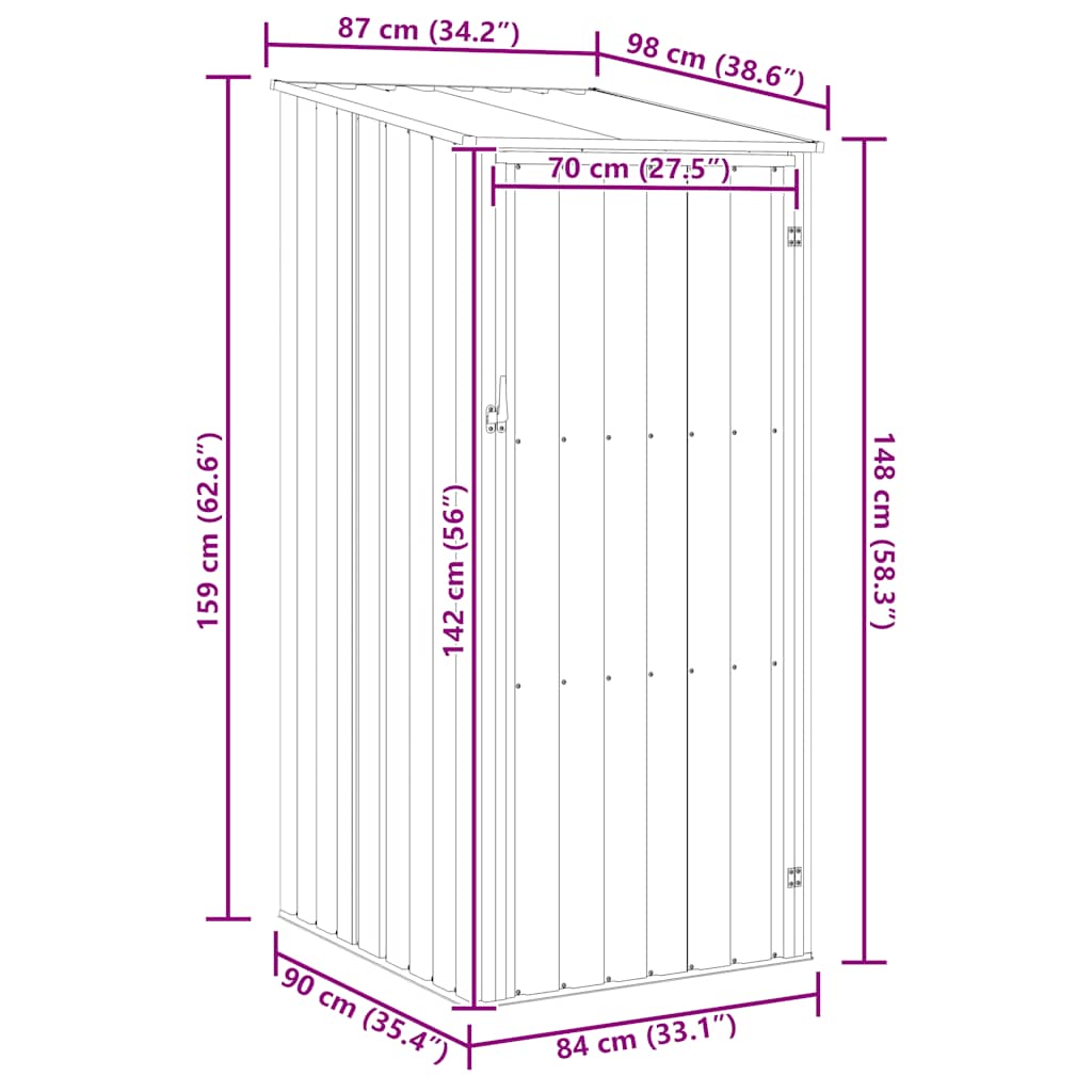 Gerätehaus Grün 87x98x159 cm Verzinkter Stahl