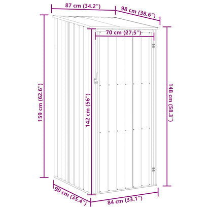 Gerätehaus Braun 87x98x159 cm Verzinkter Stahl