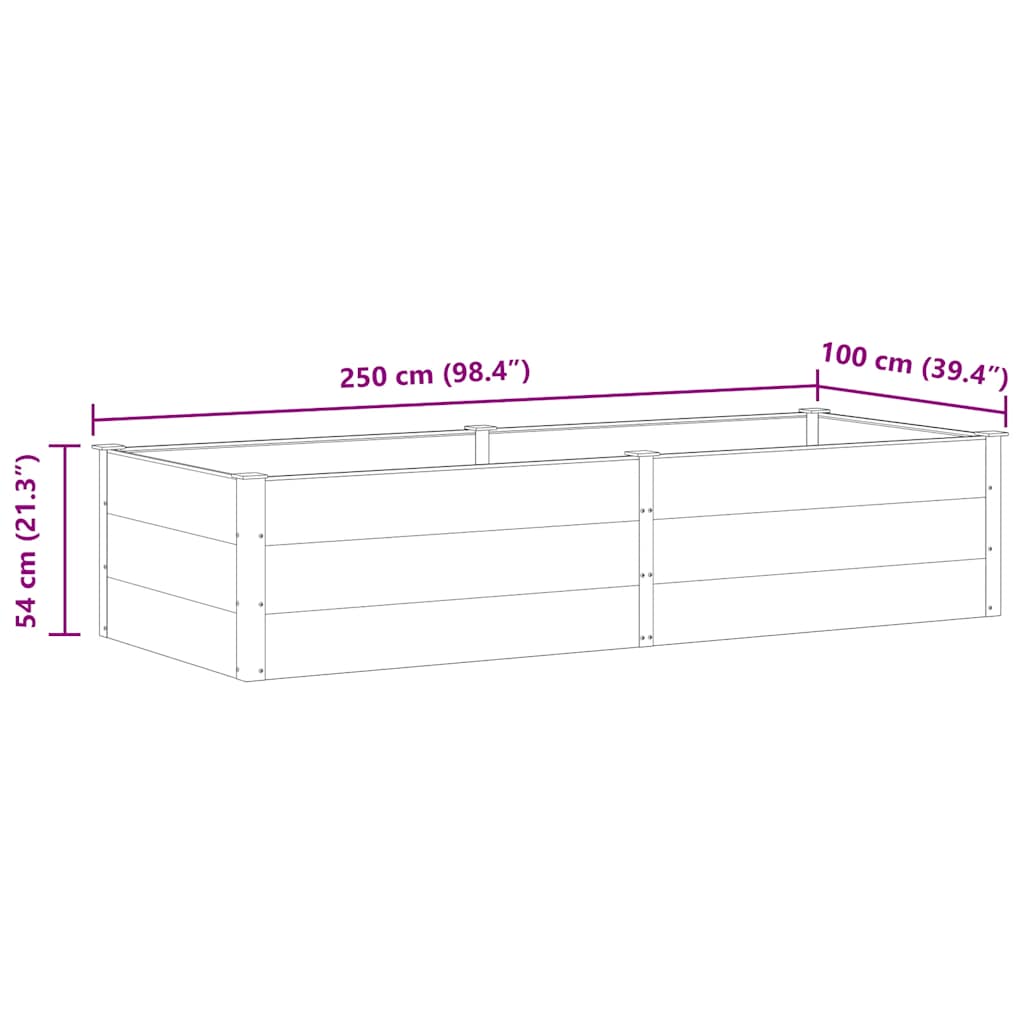 Garten-Hochbeet 250 x 100 x 54 cm WPC Grau