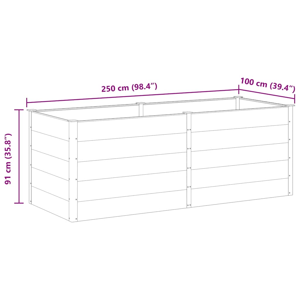 Garten-Hochbeet 250 x 100 x 91 cm WPC Grau