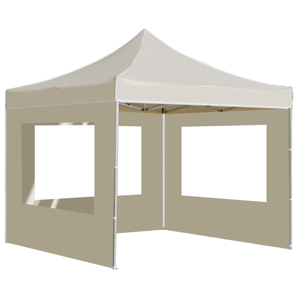 Profi-Partyzelt Faltbar mit Wänden Aluminium 2×2m Creme