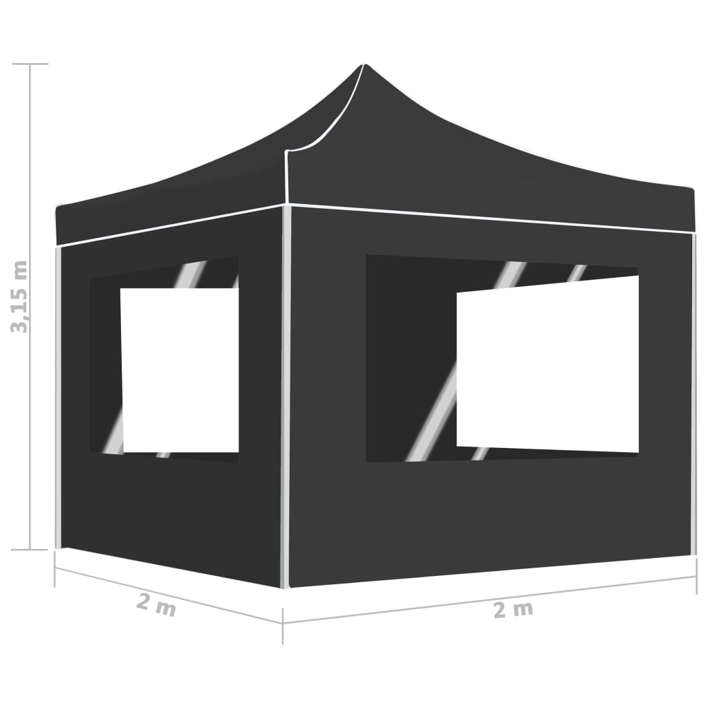 Profi-Partyzelt Faltbar mit Wänden Aluminium 2×2m Anthrazit