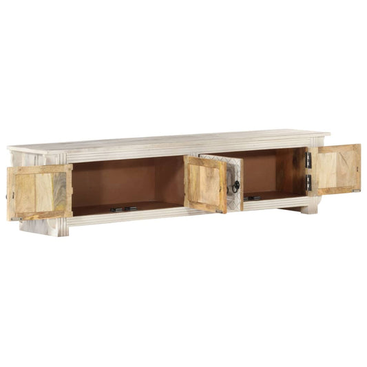 TV-Schrank Weiß 140x30x35 cm Massivholz Mango