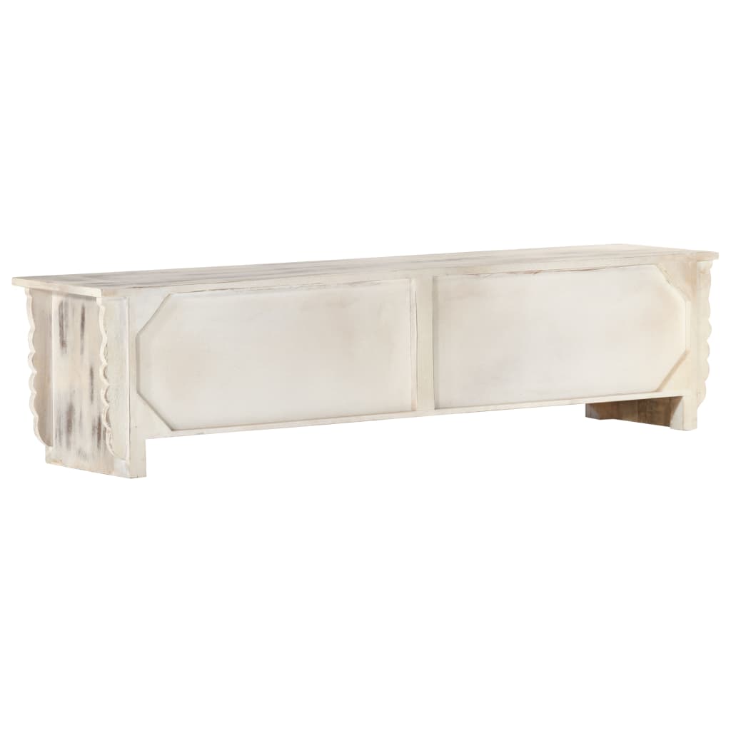 TV-Schrank Weiß 140x30x35 cm Massivholz Mango