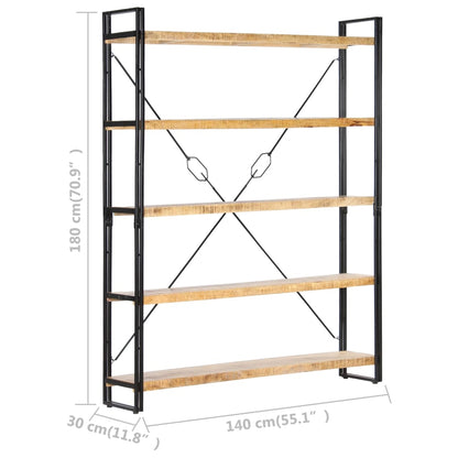 Bücherregal 5 Fächer 140x30x180 cm Mango Massivholz