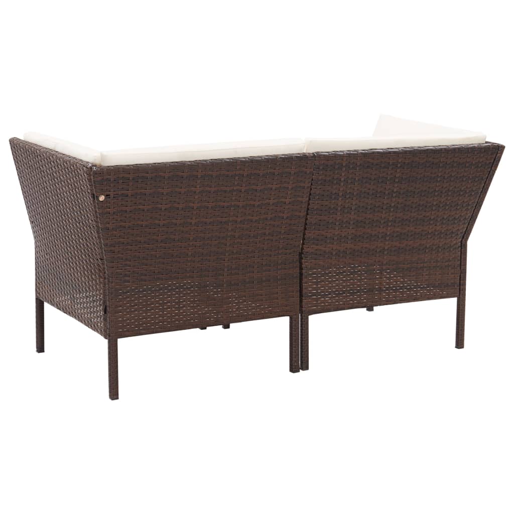 6-tlg. Garten-Lounge-Set mit Auflagen Poly Rattan Braun