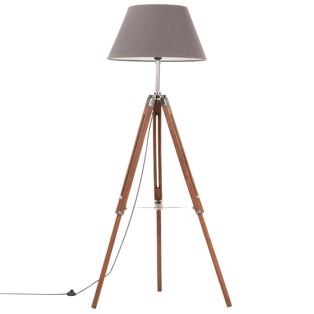 Stativlampe Honigbraun und Grau Teak Massivholz 141 cm