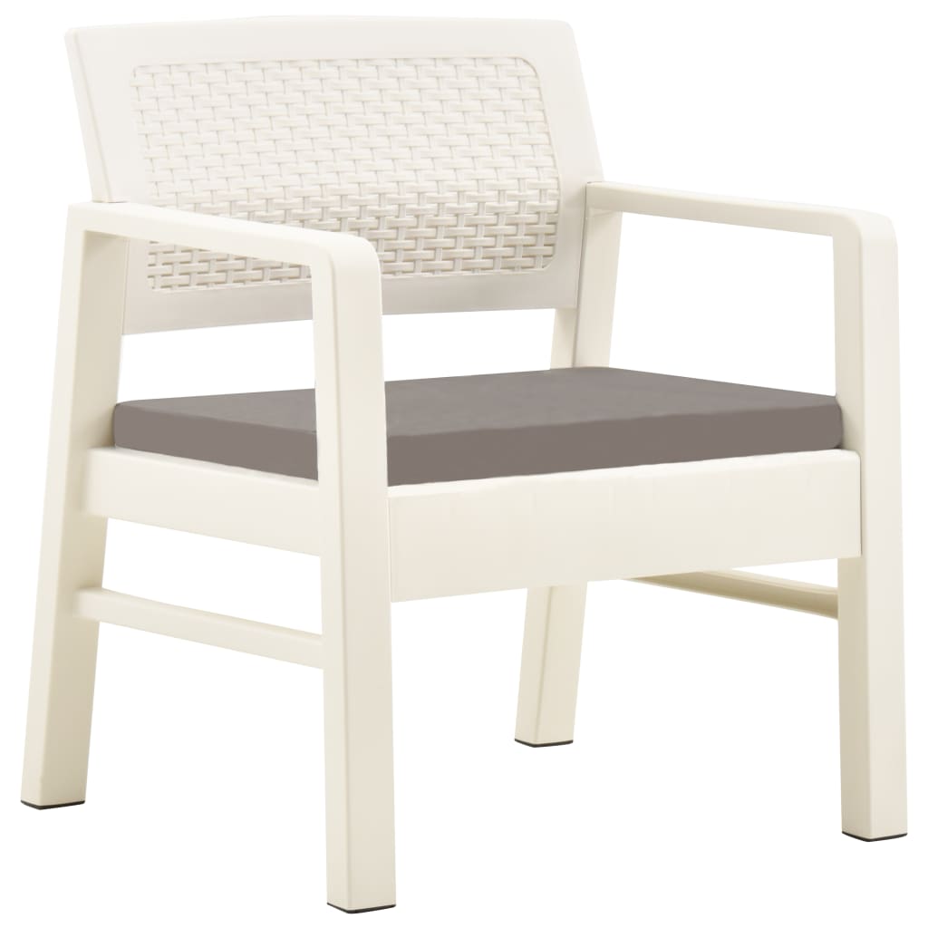 3-tlg. Garten-Lounge-Set Kunststoff Weiß