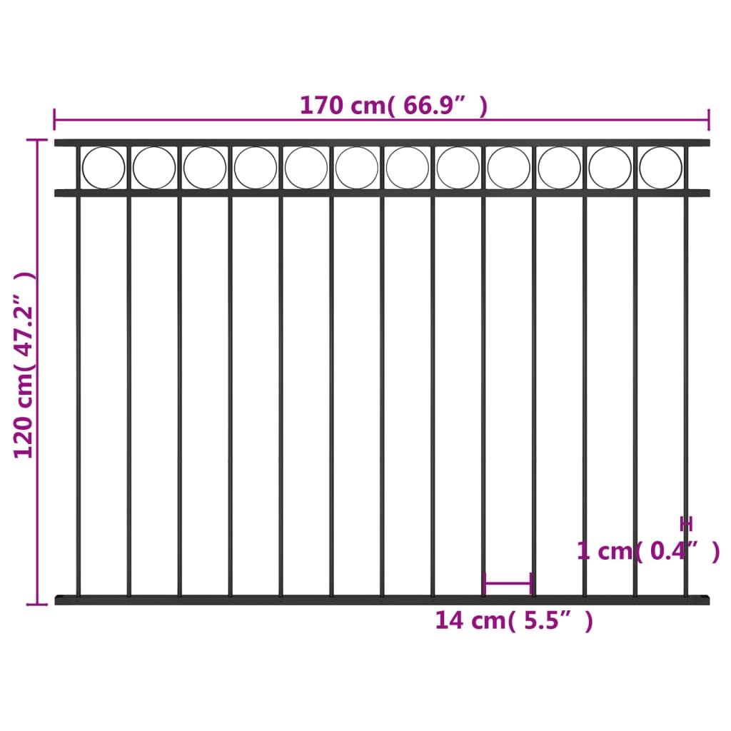 Zaunfeld Stahl 1,7x1,2 m Schwarz