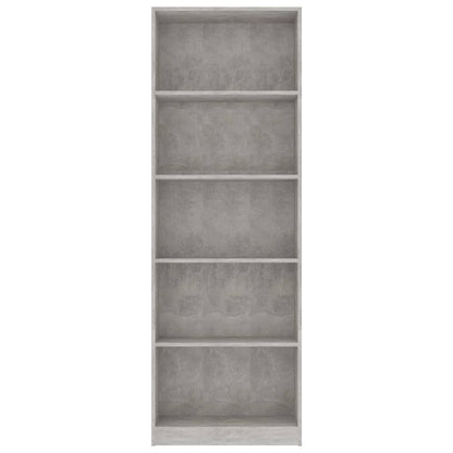 Bücherregal 5 Fächer Betongrau 60x24x175 cm Holzwerkstoff