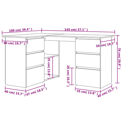 Eckschreibtisch Schwarz 145x100x76 cm Holzwerkstoff