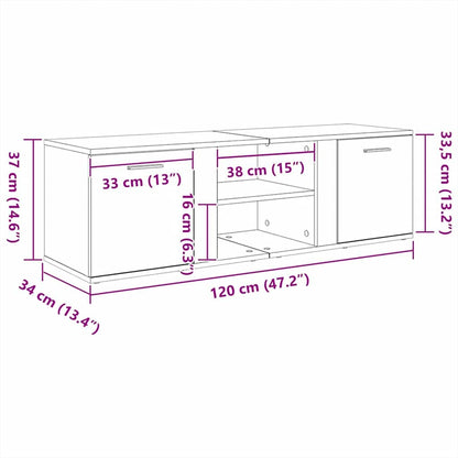 TV-Schrank Betongrau 120x34x37 cm Holzwerkstoff
