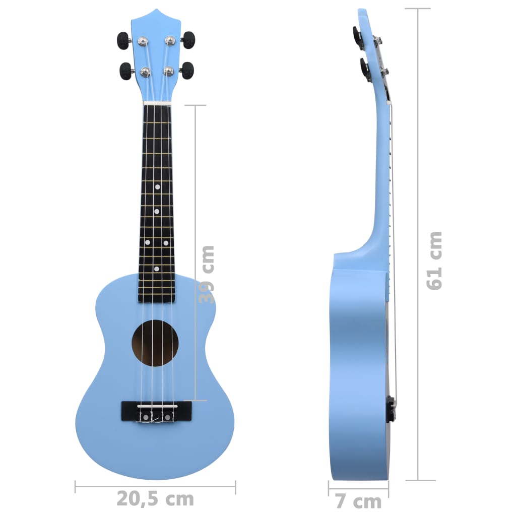 Sopran-Ukulele-Set mit Tasche für Kinder Babyblau 23"