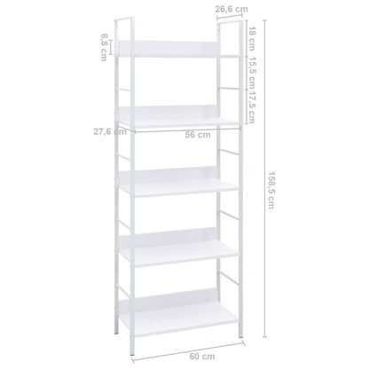 Bücherregal 5 Regalböden Weiß 60x27,6x158,5 cm Holzwerkstoff