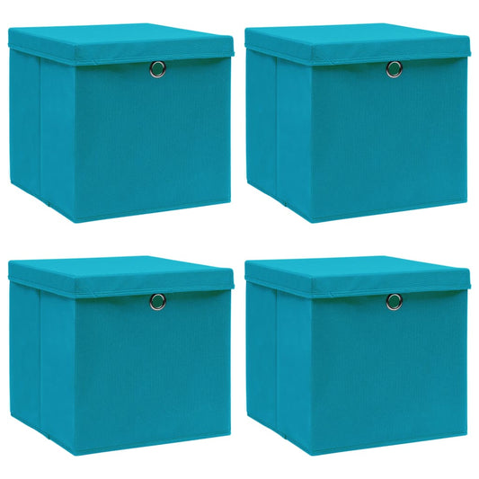vidaXL Aufbewahrungsboxen mit Deckeln 4 Stk. Babyblau 32x32x32cm Stoff