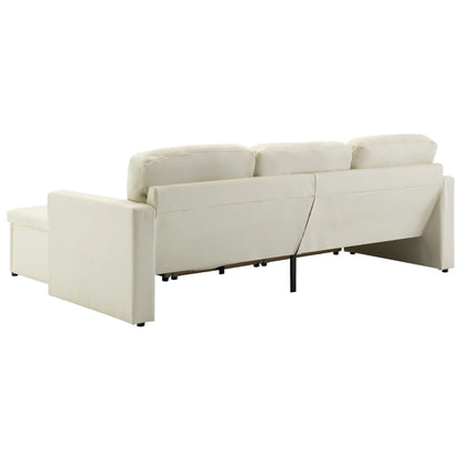 Modulares 3-Sitzer Schlafsofa Creme Kunstleder
