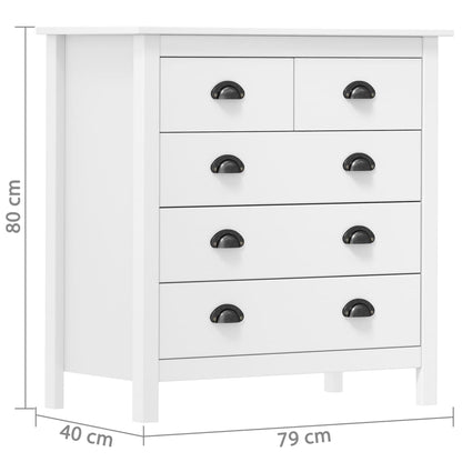 Sideboard Hill Weiß 79x40x80 cm Massivholz Kiefer