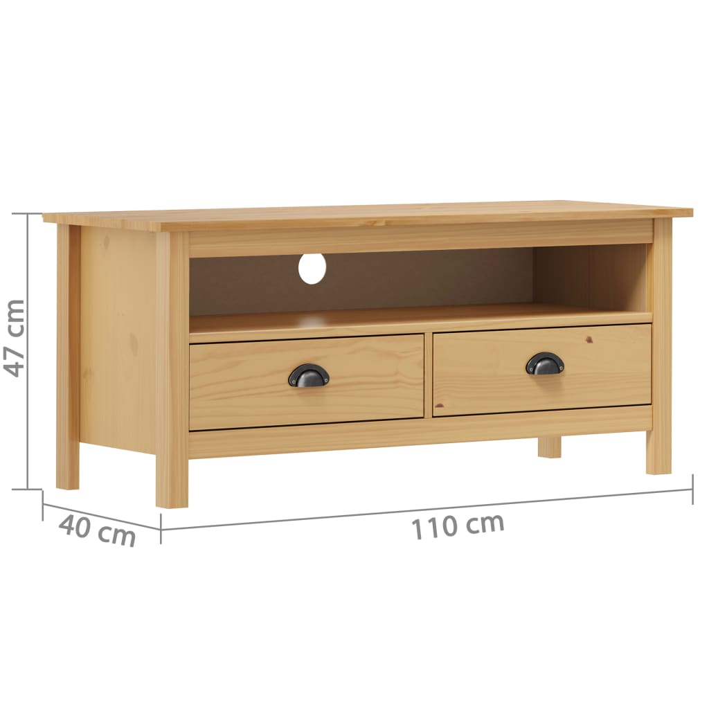TV-Schrank Hill Honigbraun 110x40x47 cm Massivholz Kiefer