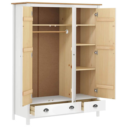 Kleiderschrank mit 3 Türen Hill Weiß 127x50x170 cm Kiefernholz