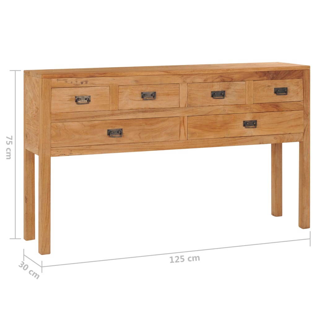 Sideboard 125x30x75 cm Massivholz Teak