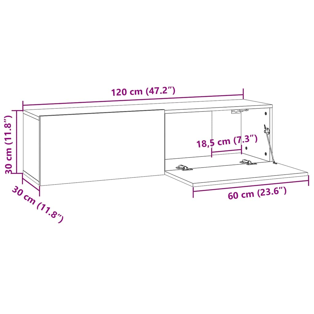 TV-Schrank Weiß 120x30x30 cm Holzwerkstoff