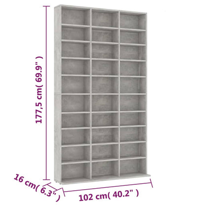 CD-Schrank Betongrau 102x16x177,5 cm Holzwerkstoff