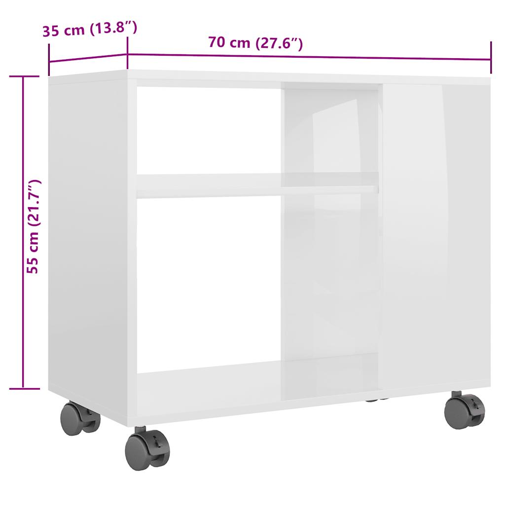 Beistelltisch Hochglanz-Weiß 70x35x55 cm Holzwerkstoff