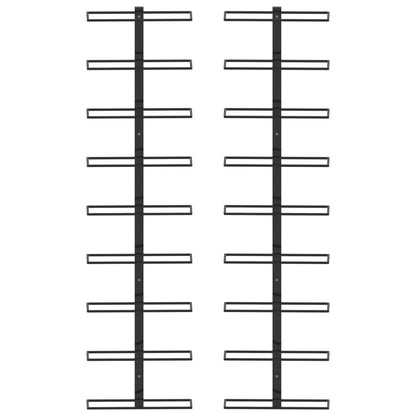 Wand-Weinregale für 18 Flaschen 2 Stk. Schwarz Eisen