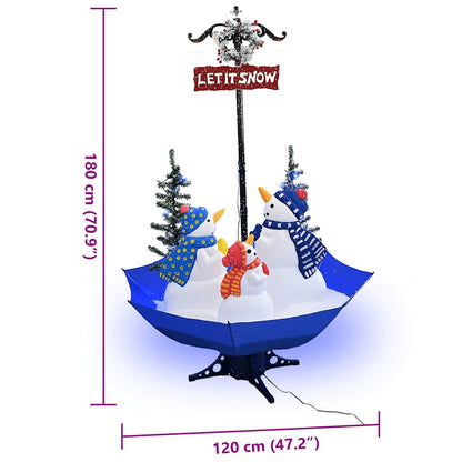 Weihnachtsbaum mit Schnee und Schirm-Fuß Blau 170 cm PVC