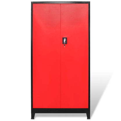 Werkzeugschrank mit Werkzeugtruhe Stahl 90x40x180cm Rot Schwarz