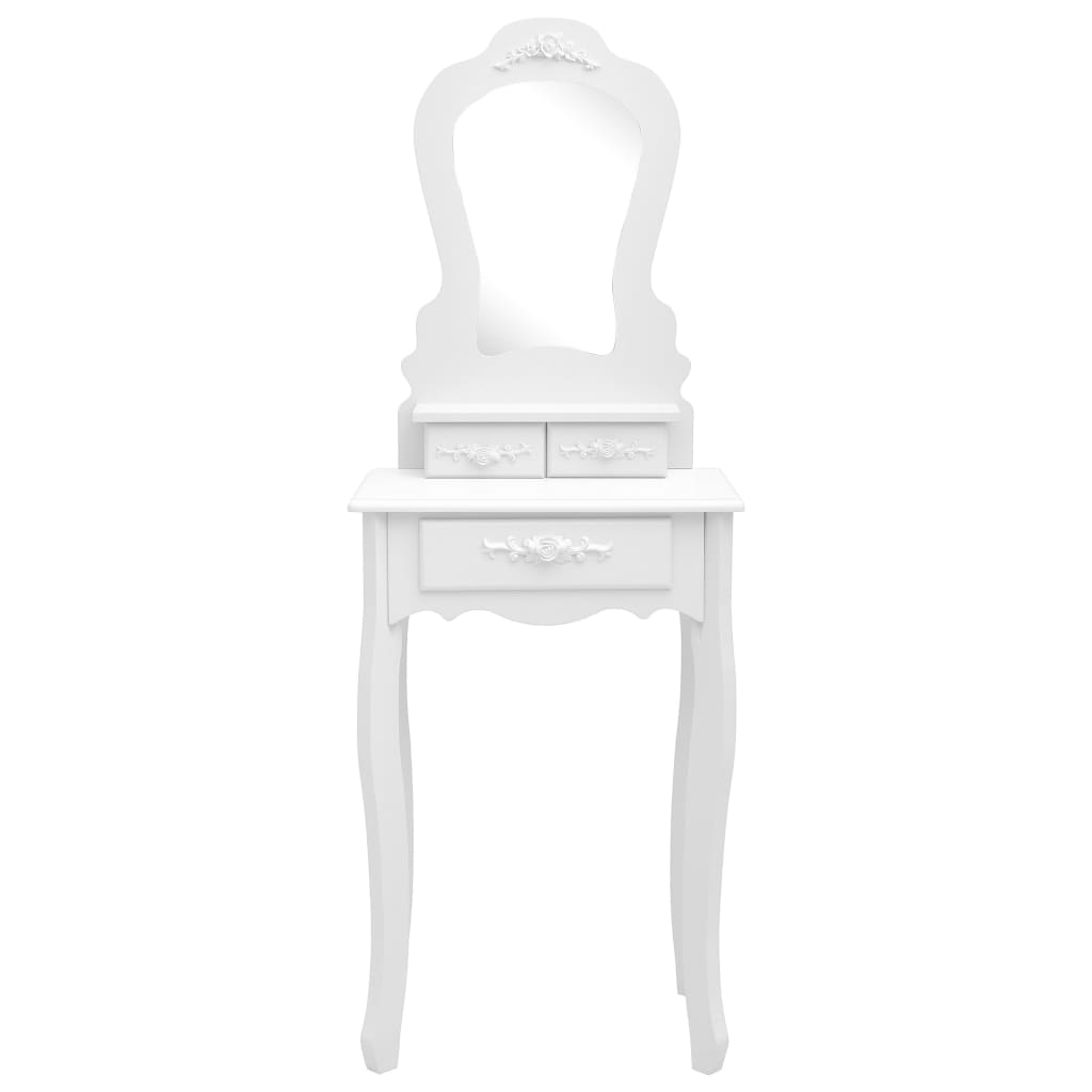 Schminktisch-Set mit Hocker Weiß 50x59x136cm Paulownia-Holz