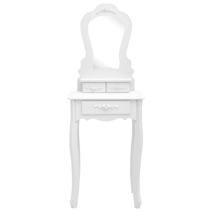 Schminktisch-Set mit Hocker Weiß 50x59x136cm Paulownia-Holz