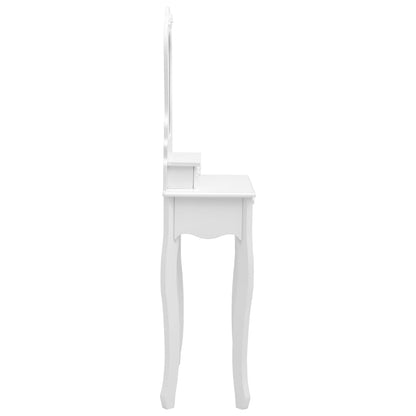 Schminktisch-Set mit Hocker Weiß 50x59x136cm Paulownia-Holz