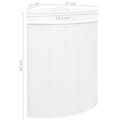 Eck-Wäschekorb Bambus Weiß 60 L