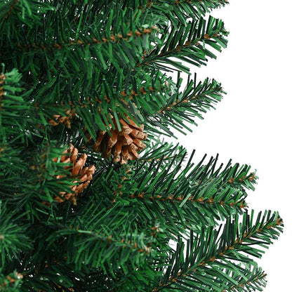 Weihnachtsbaum Schlank mit Echtholz und Zapfen Grün 180 cm PVC