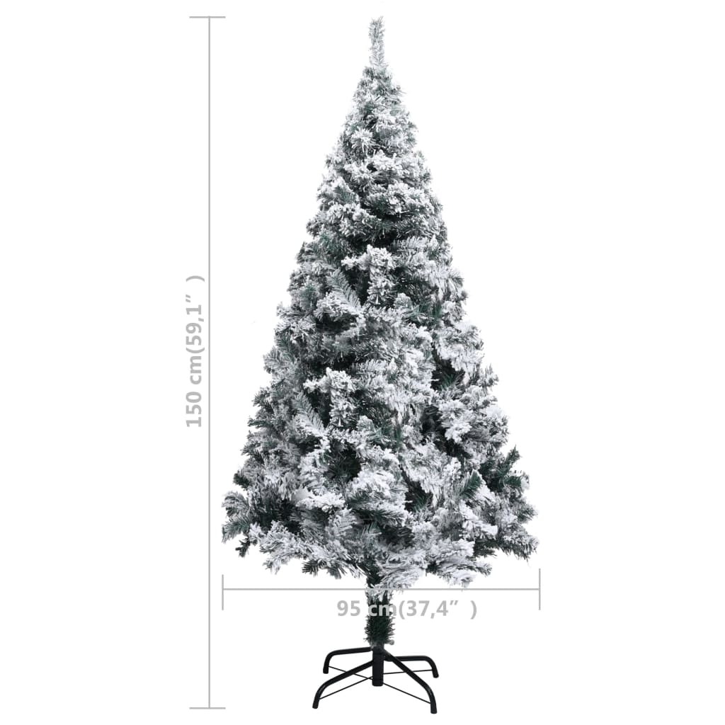 Künstlicher Weihnachtsbaum mit Schnee Grün 150 cm PVC