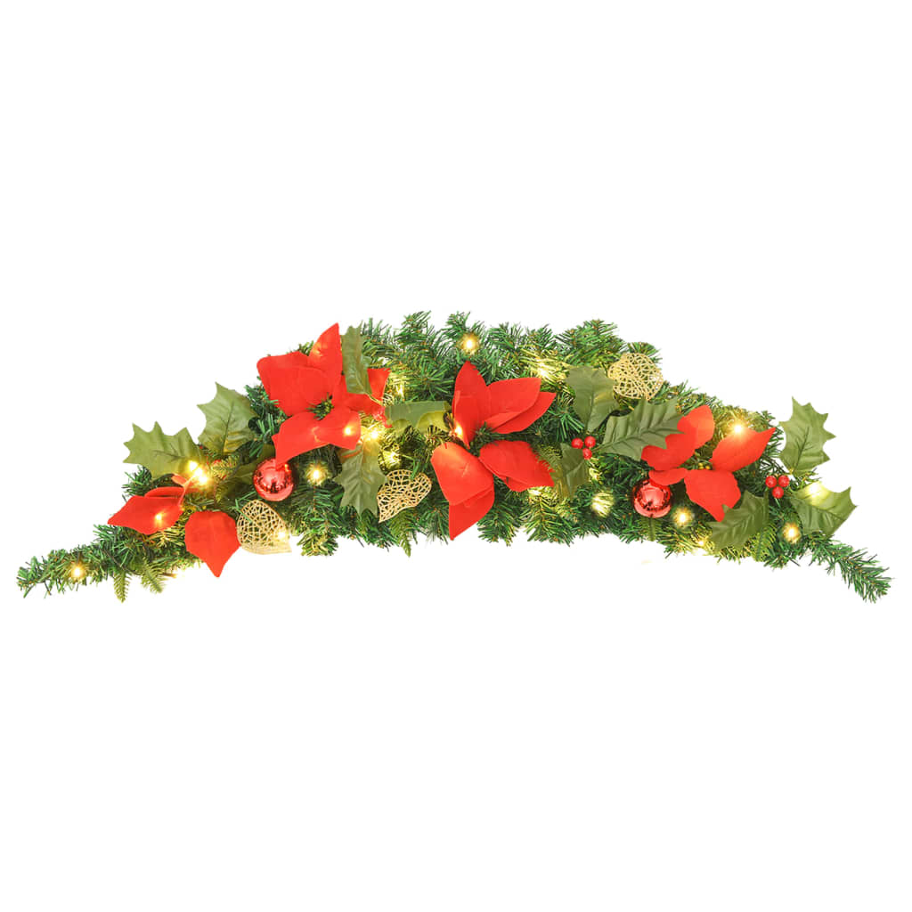 Weihnachts-Türbogen mit LED-Lichtern Grün 90 cm PVC