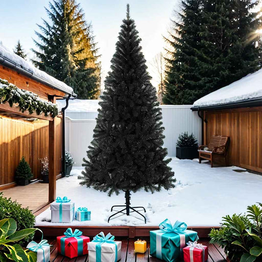 Künstlicher Weihnachtsbaum mit Ständer Schwarz 210 cm PVC