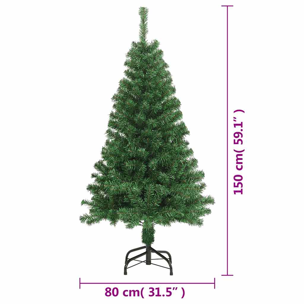 Künstlicher Weihnachtsbaum mit Dicken Zweigen Grün 150 cm PVC