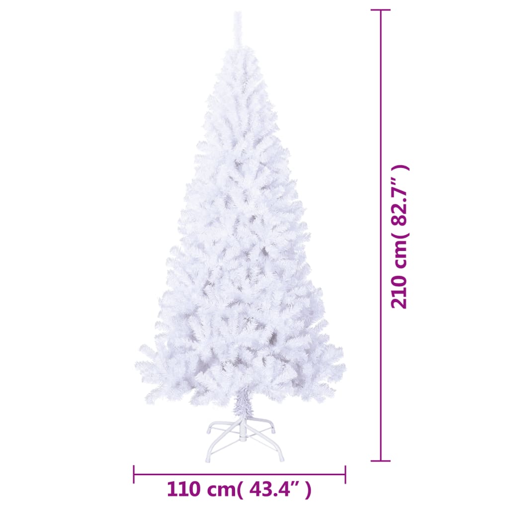 Künstlicher Weihnachtsbaum mit Dicken Zweigen Weiß 210 cm PVC