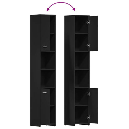 Badezimmerschrank Schwarz 30x30x183,5 cm Holzwerkstoff