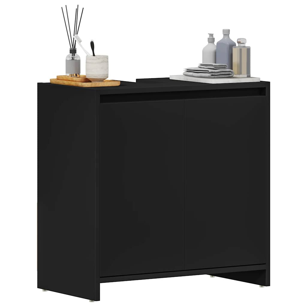 Badezimmerschrank Schwarz 60x33x61 cm Holzwerkstoff