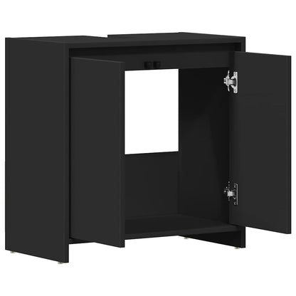 Badezimmerschrank Schwarz 60x33x61 cm Holzwerkstoff