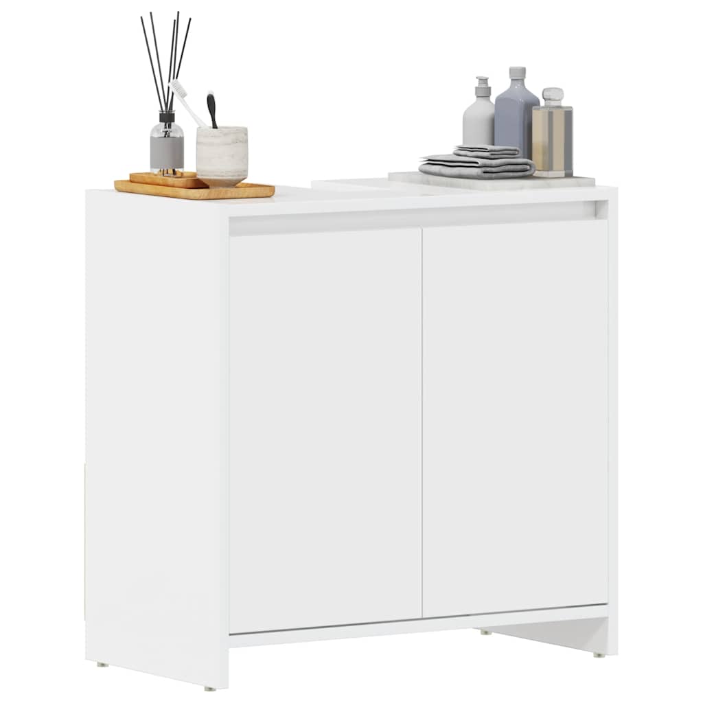 Badezimmerschrank Hochglanz-Weiß 60x33x61 cm Holzwerkstoff