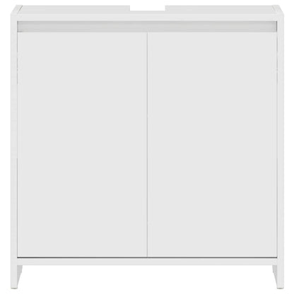 Badezimmerschrank Hochglanz-Weiß 60x33x61 cm Holzwerkstoff