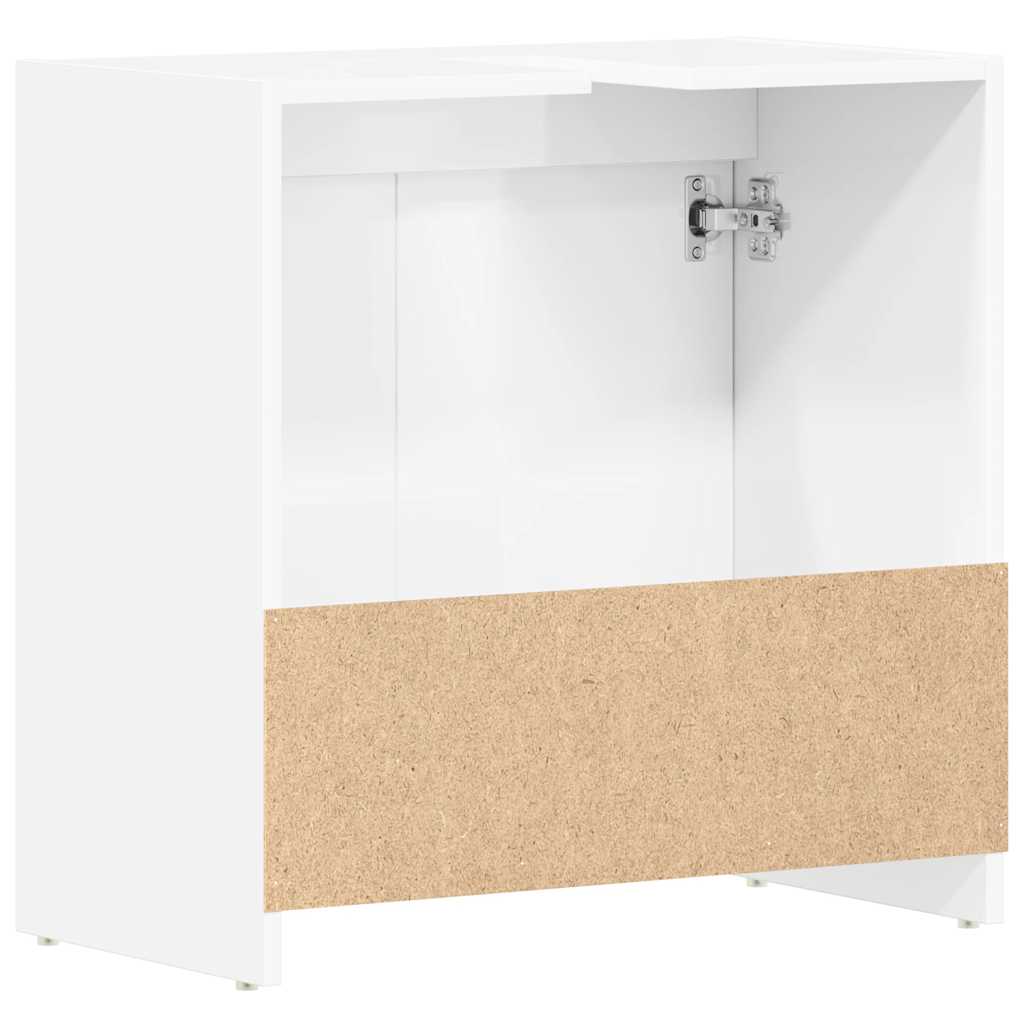 Badezimmerschrank Hochglanz-Weiß 60x33x61 cm Holzwerkstoff