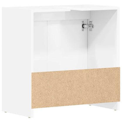 Badezimmerschrank Hochglanz-Weiß 60x33x61 cm Holzwerkstoff