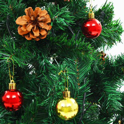 Künstlicher Weihnachtsbaum mit Beleuchtung & Kugeln Grün 210 cm