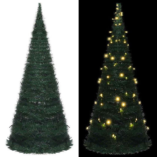 Künstlicher Pop-Up-Weihnachtsbaum mit Beleuchtung Grün 210 cm