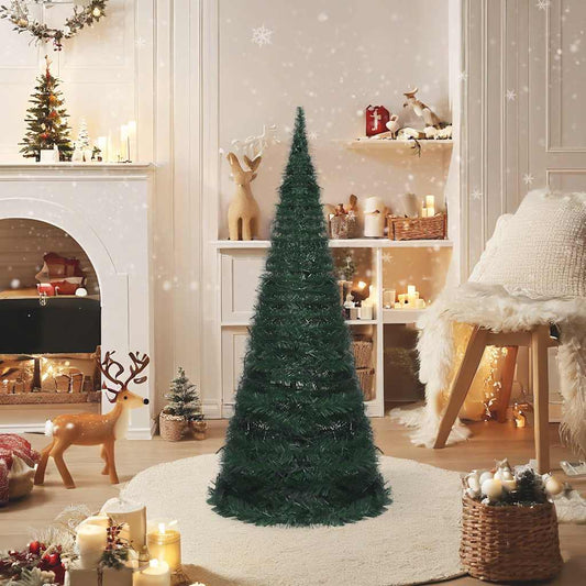 Künstlicher Pop-Up-Weihnachtsbaum mit Beleuchtung Grün 210 cm